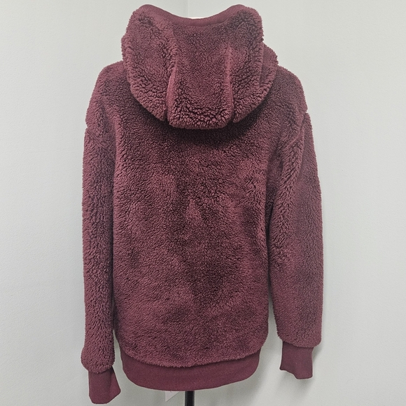 Athleta Solstice Reversible Sherpa Crew Womens Sweater Hoodie Maple Red XSmall - Picture 12 of 13